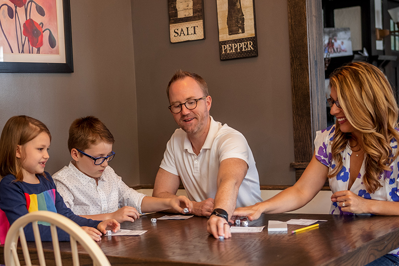 Critchlow family playing a game together